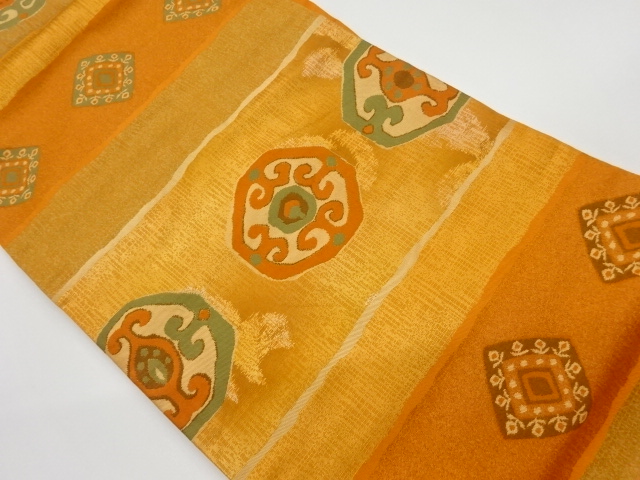 JAPANESE KIMONO / VINTAGE NAGOYA OBI / WOVEN ABSTRACT PATTERN